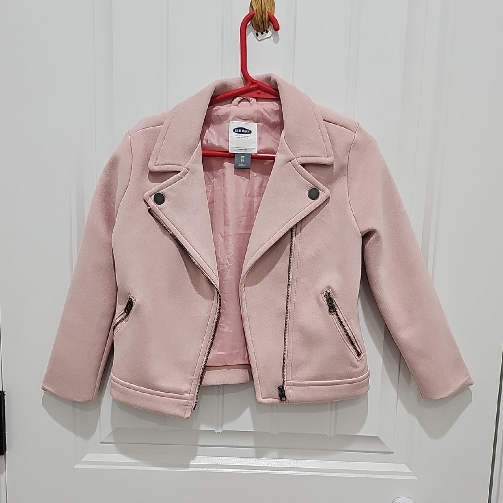 Old Navy Pink Blazer with Asymmetrical Zipper and Notched Lapel